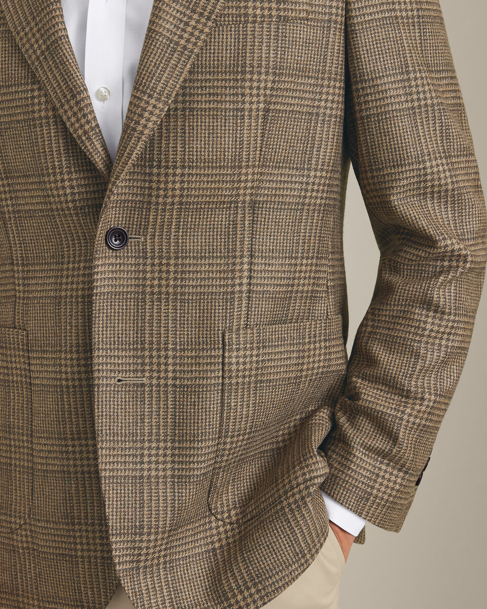 Veste de costume de luxe italienne Prince-de-galles - Camel