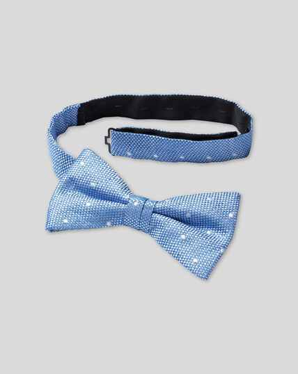Silk Linen Spot Ready-Tied Bow Tie - Blue & White