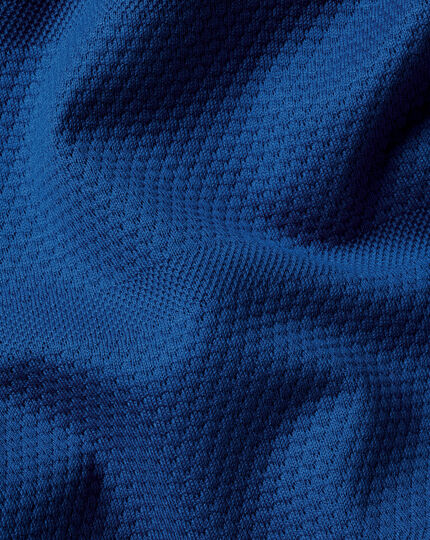 Popcorn Textured Tyrwhitt Cool Quarter Zip Polo - Cobalt Blue