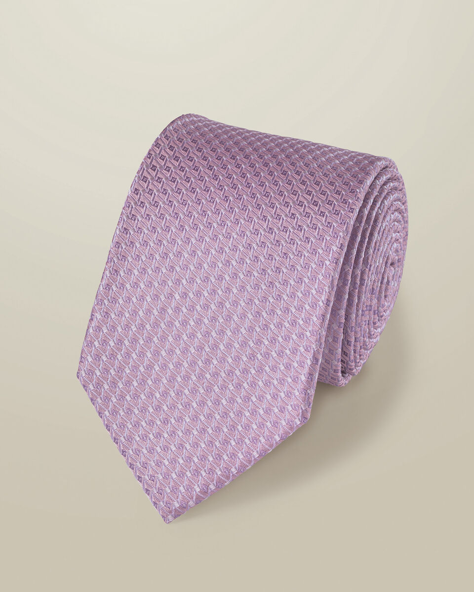 Silk Patterned Tie - Lilac Purple