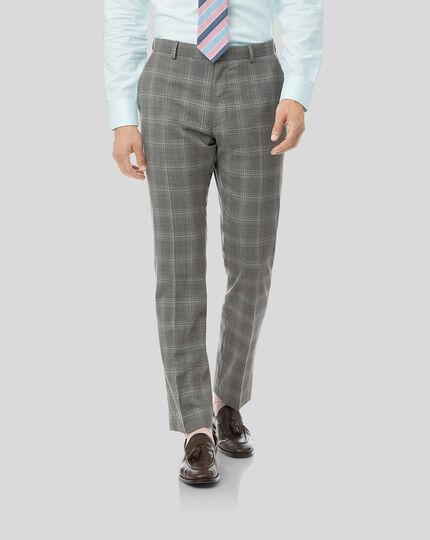Check Suit Pants - Light Grey