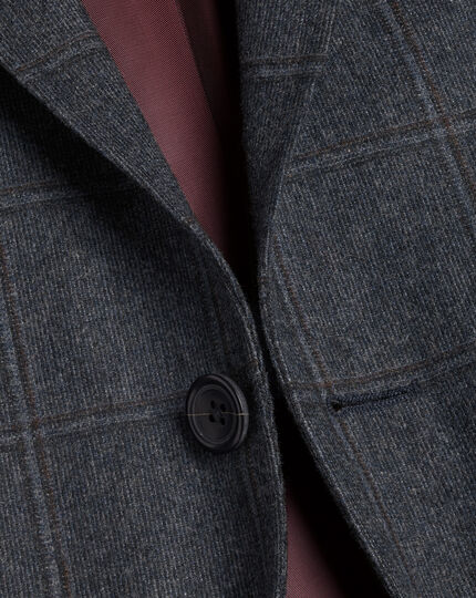 Textured Wool Windowpane Check Jacket - Denim Blue
