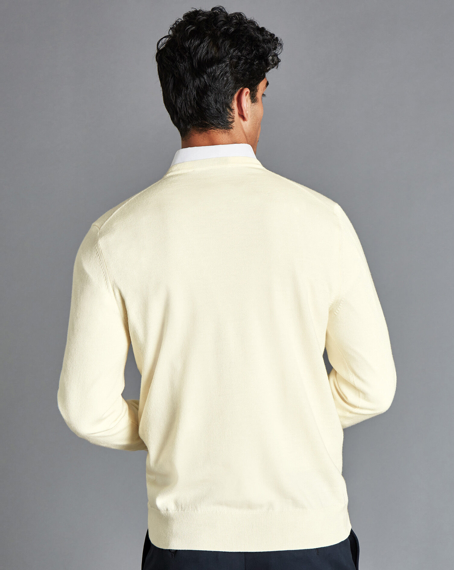 Merino V-Neck Jumper - Cream | Charles 