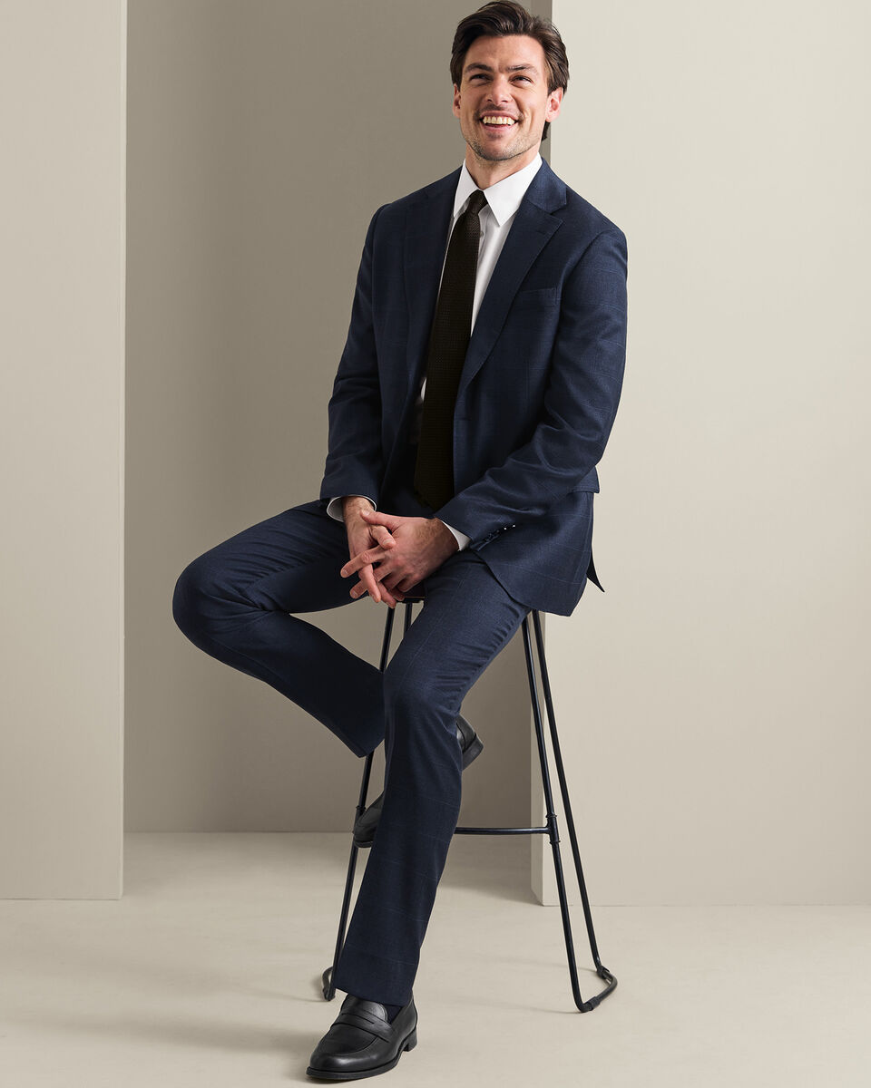 Windowpane Check Suit - Indigo Blue