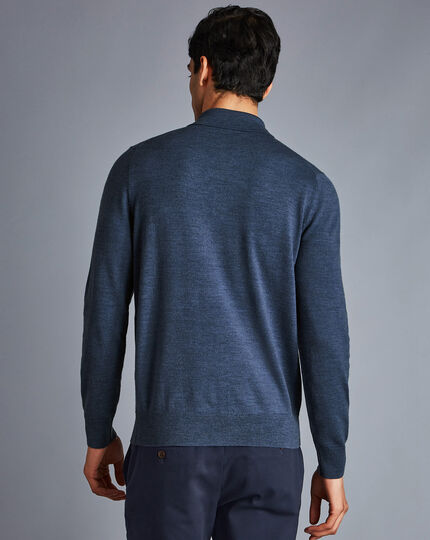 Merino Polo Sweater - Indigo
