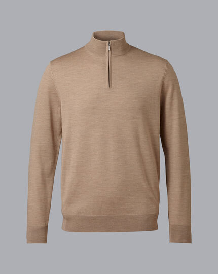 Merino Quarter Zip Sweater - Oatmeal