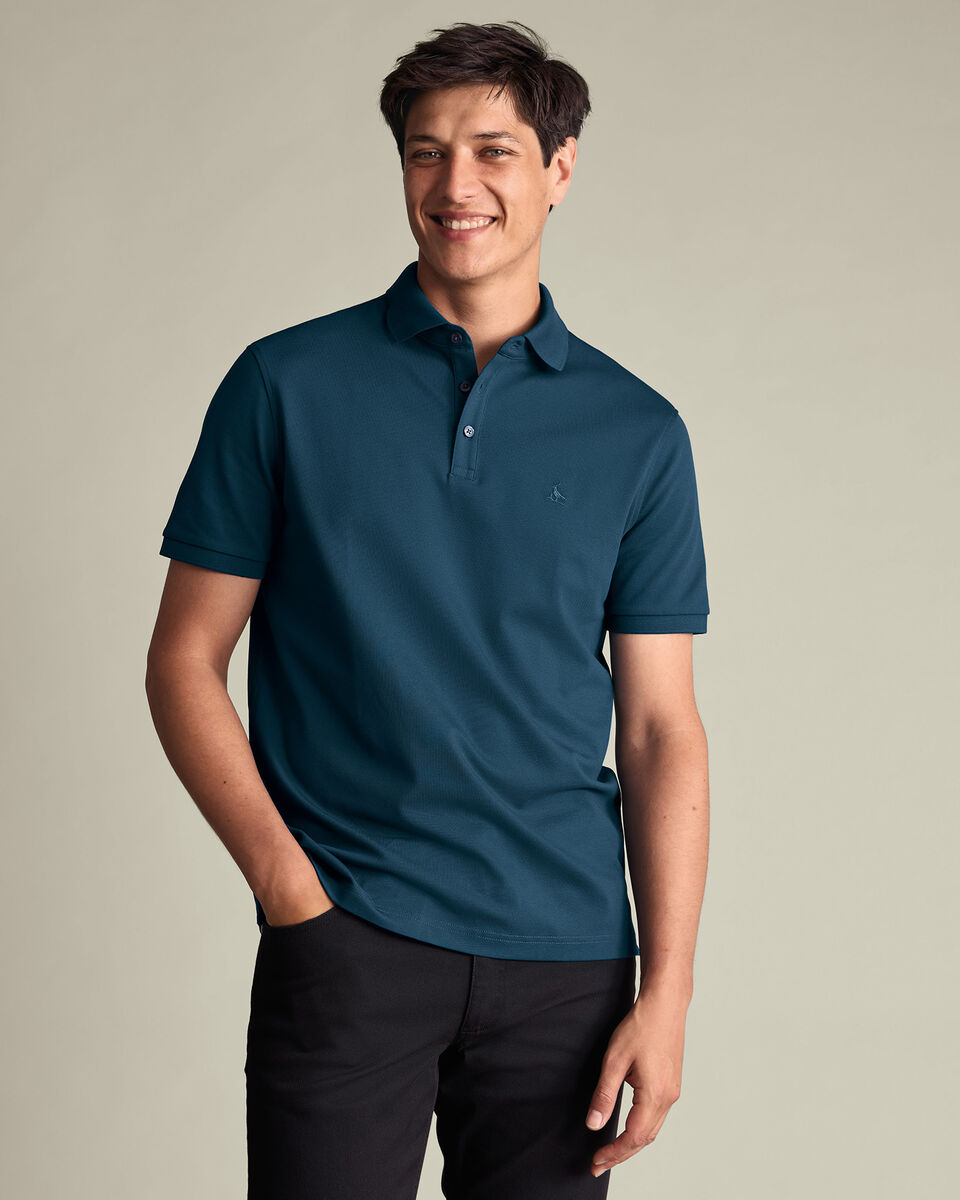 Cotton Stretch Pique Polo - Teal