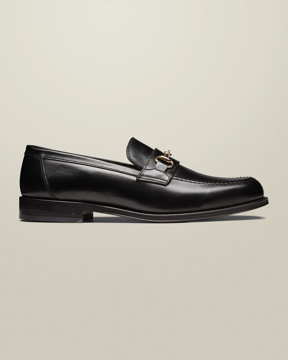 Horsebit-Slipper aus Leder&nbsp;- Schwarz