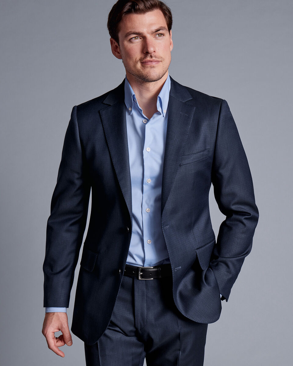 Italian Luxury Textured Suit Jacket - Ink Blue | Charles Tyrwhitt