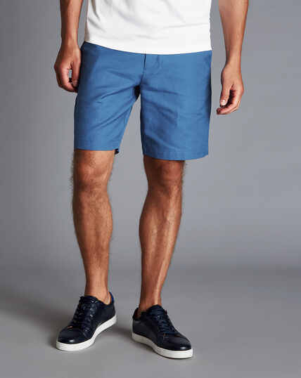 Shorts aus Baumwolle und Leinen - Leuchtend Blau
