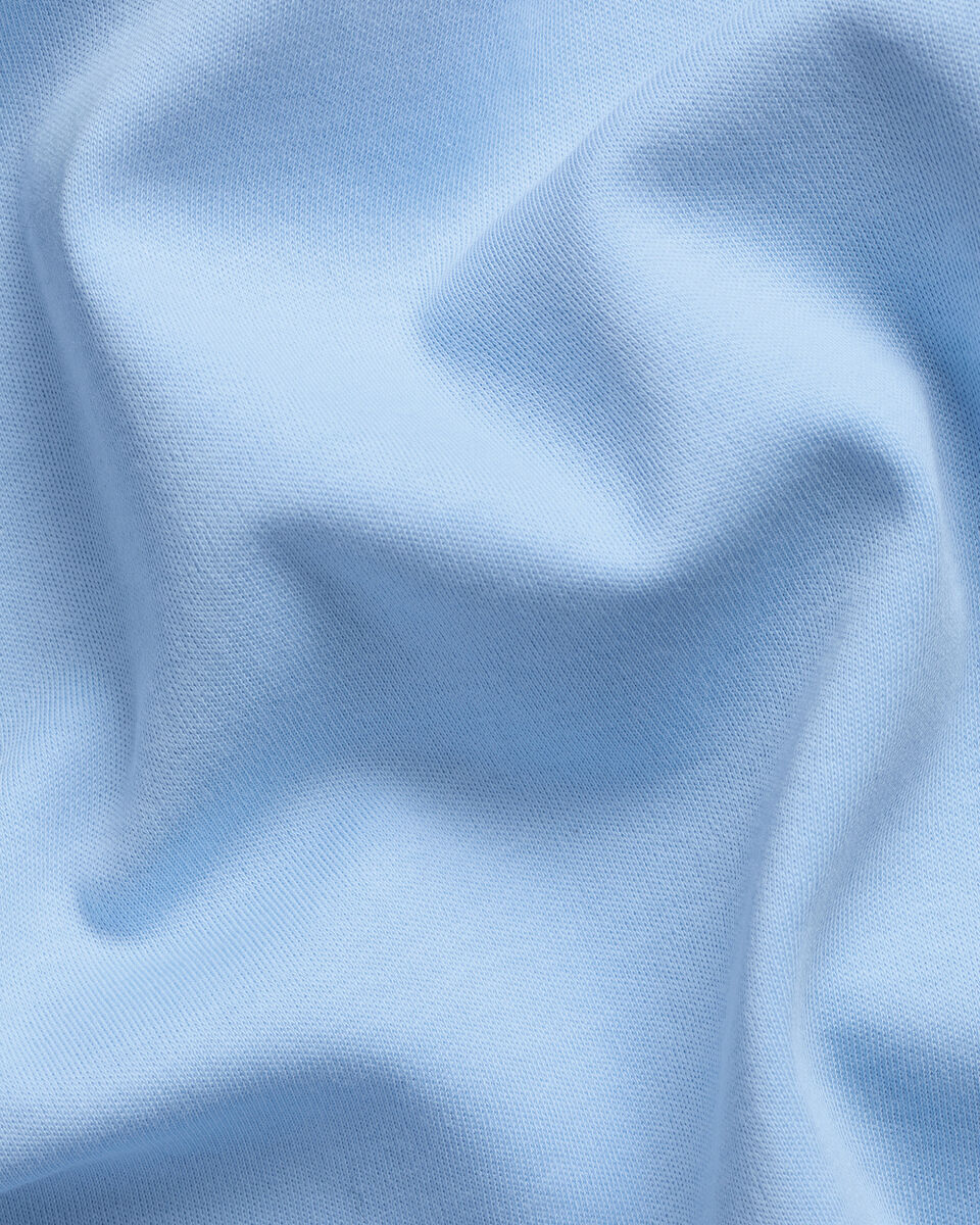Long Sleeve Smart Cotton Polo - Sky Blue