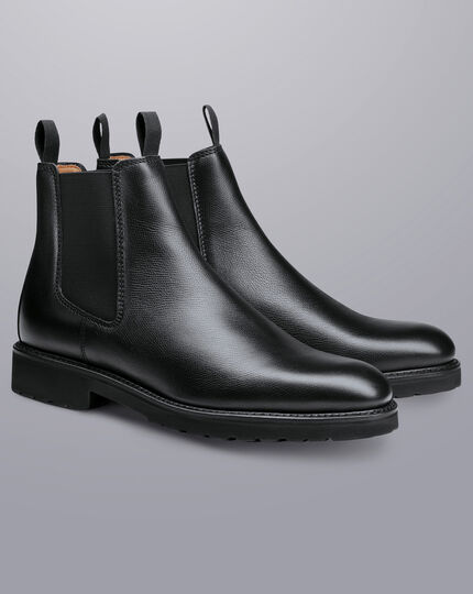 Grøn tragt reservation Rubber Sole Grain Leather Chelsea Boots - Black | Charles Tyrwhitt