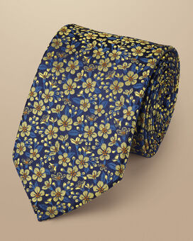 Krawatte mit Blumenmuster - Tintenblau
