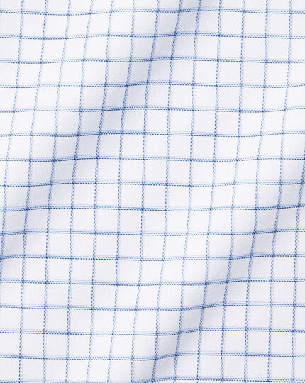 Non-Iron Twill Fine Shadow Check Shirt - Cornflower Blue