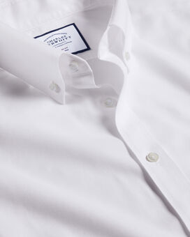 Chemise col boutonné en twill sans repassage  - Blanc