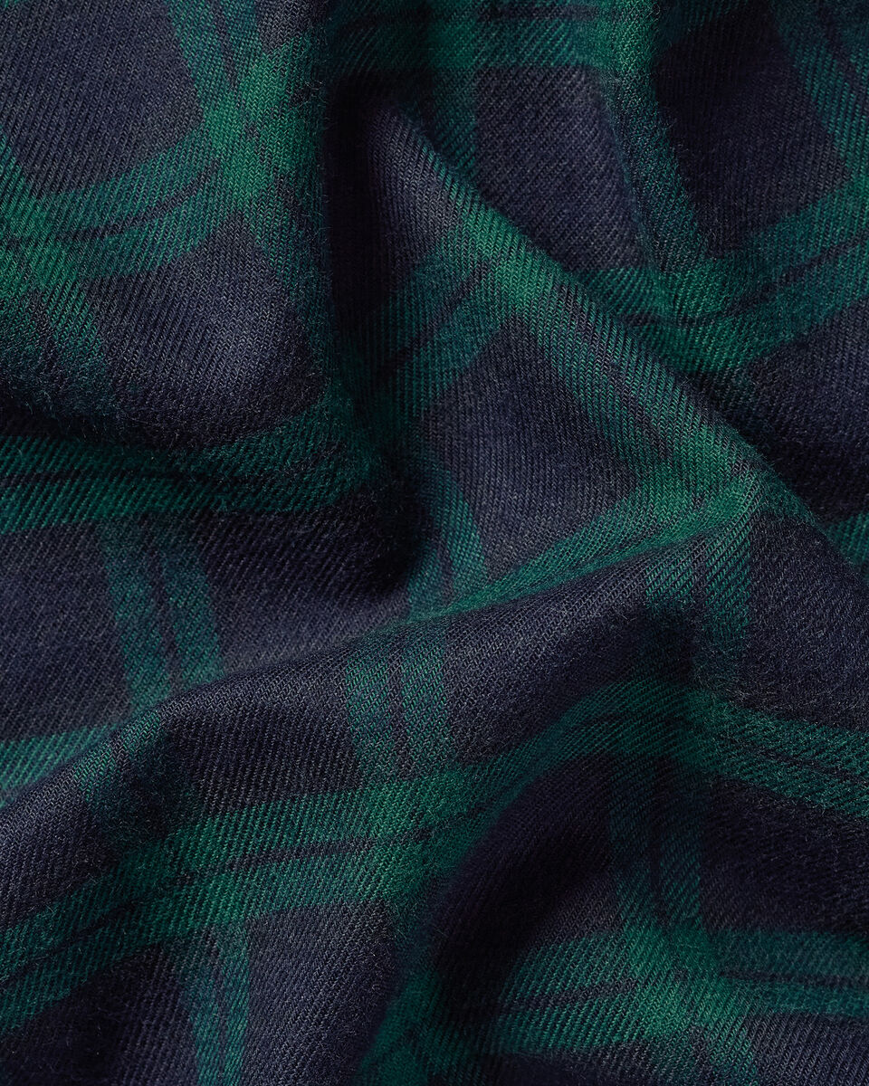 Brushed Flannel Check Shirt - Navy & Green