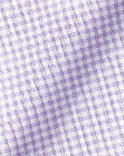Button-Down Collar Non-Iron Stretch Mini Gingham Check Shirt - Lilac Purple