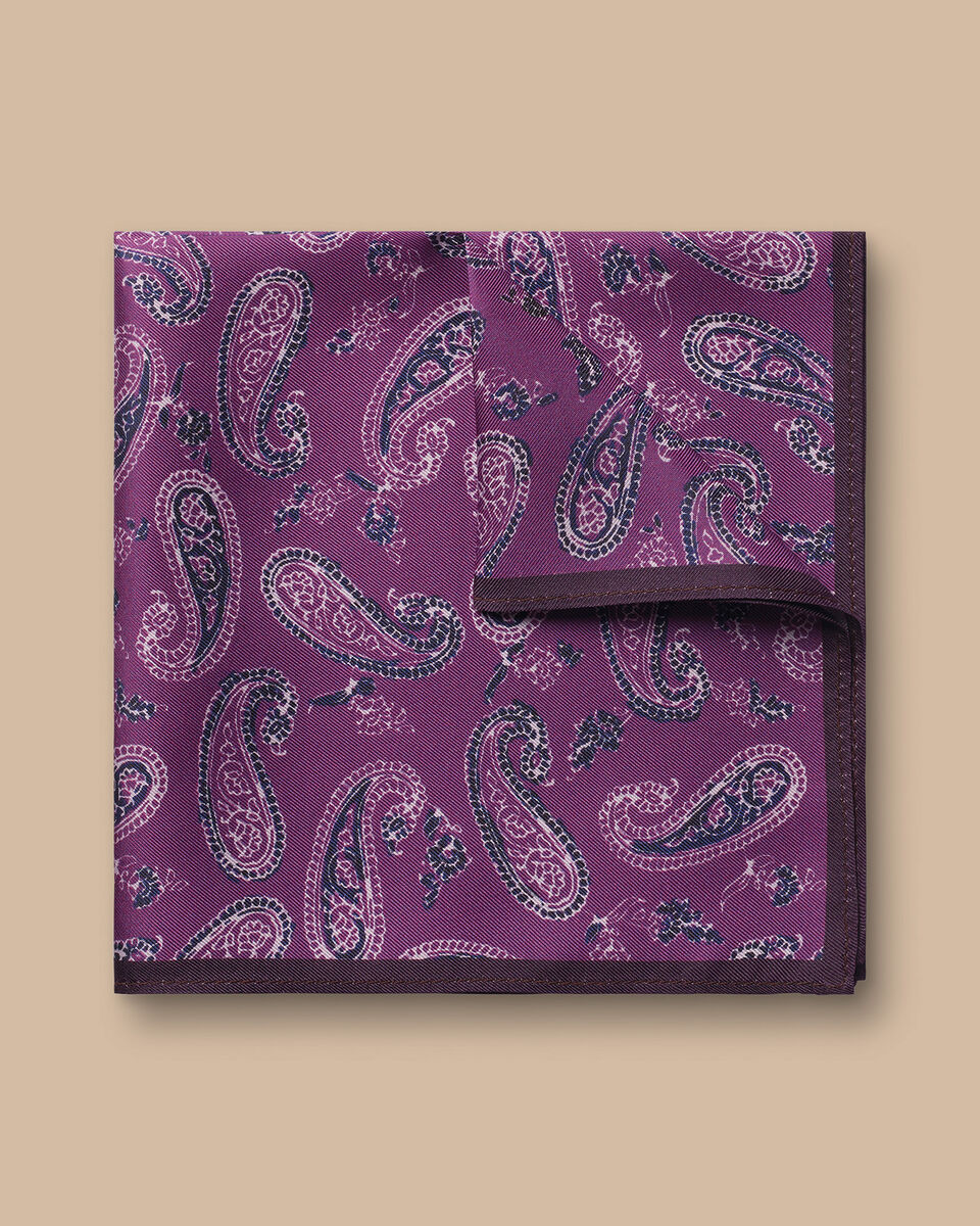 Tony & Paul. Pochette. Cousue main, Soie. Violet Parme ourlet blanc