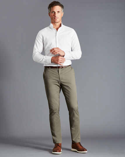 Create a Sharp Look with White Shirt, Navy Blue Pants, and Brown Shoes ...