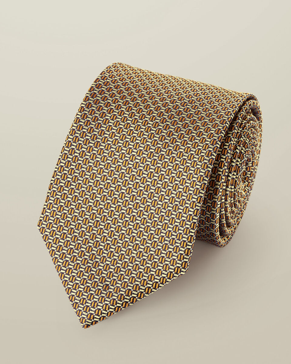 Silk Patterned Tie - Yellow