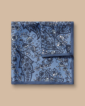 Pochette de costume en soie à motif cachemire - bleu indigo