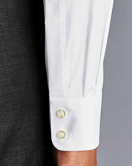 Semi-Spread Collar Egyptian Cotton Hampton Weave Shirt - White