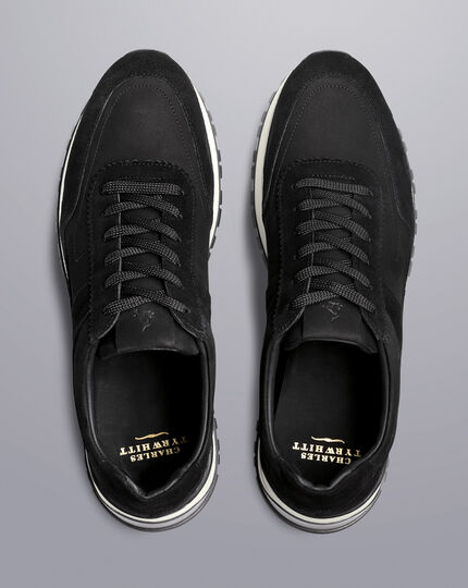 Nubuck And Suede Sneakers - Black