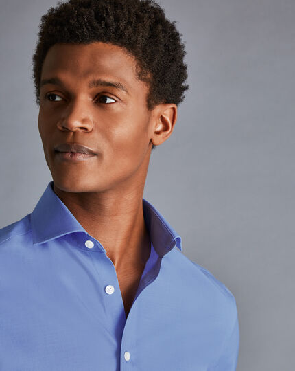 Cutaway Collar Non-Iron Poplin Shirt - Ocean Blue