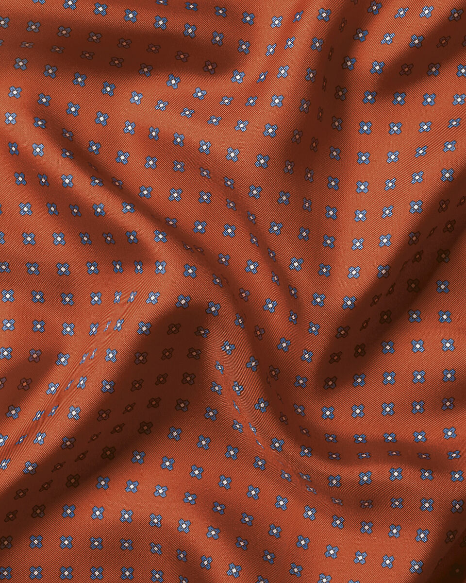 Silk Medallion Print Pocket Square - Orange
