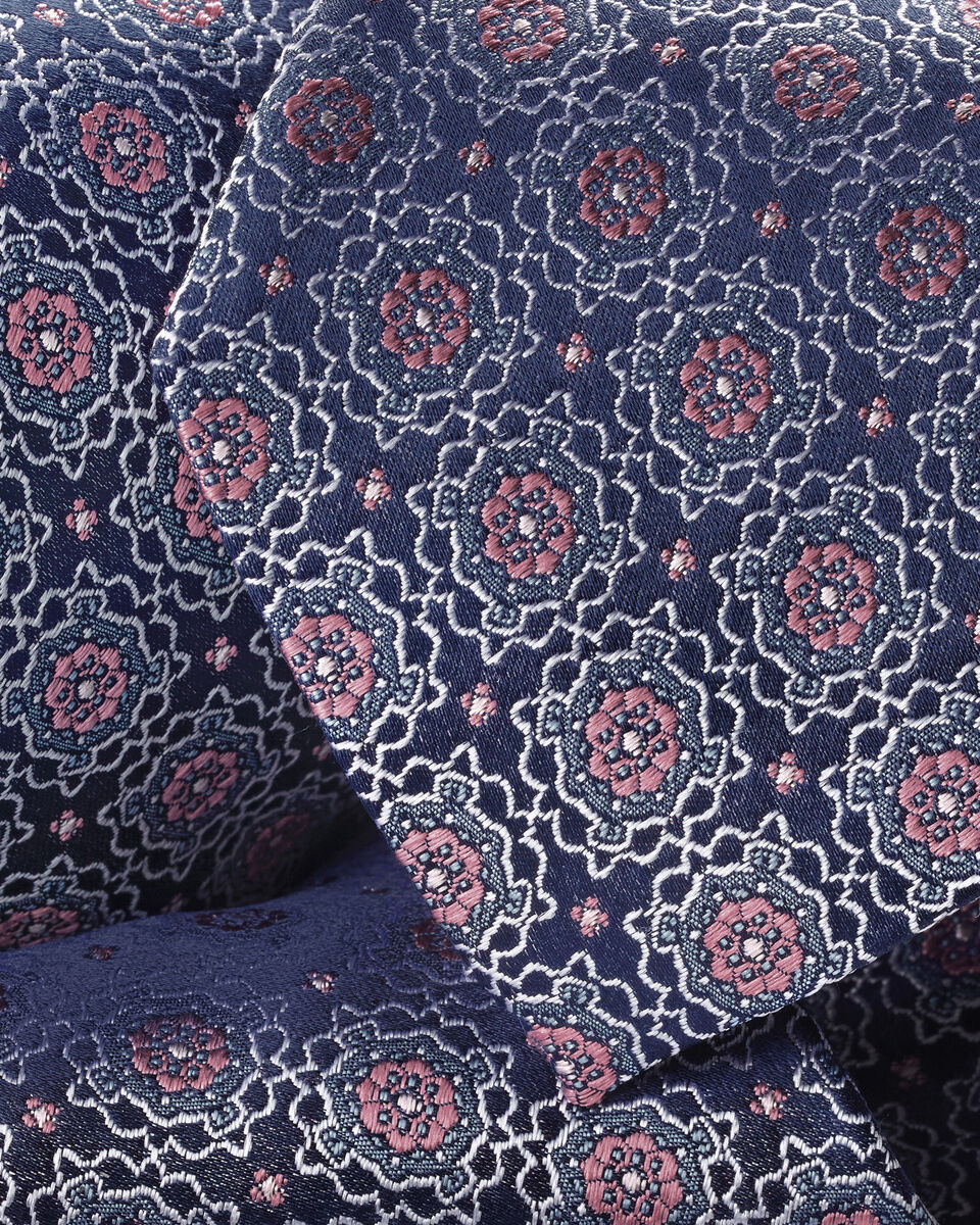 Silk Tie - Royal Blue & Pink