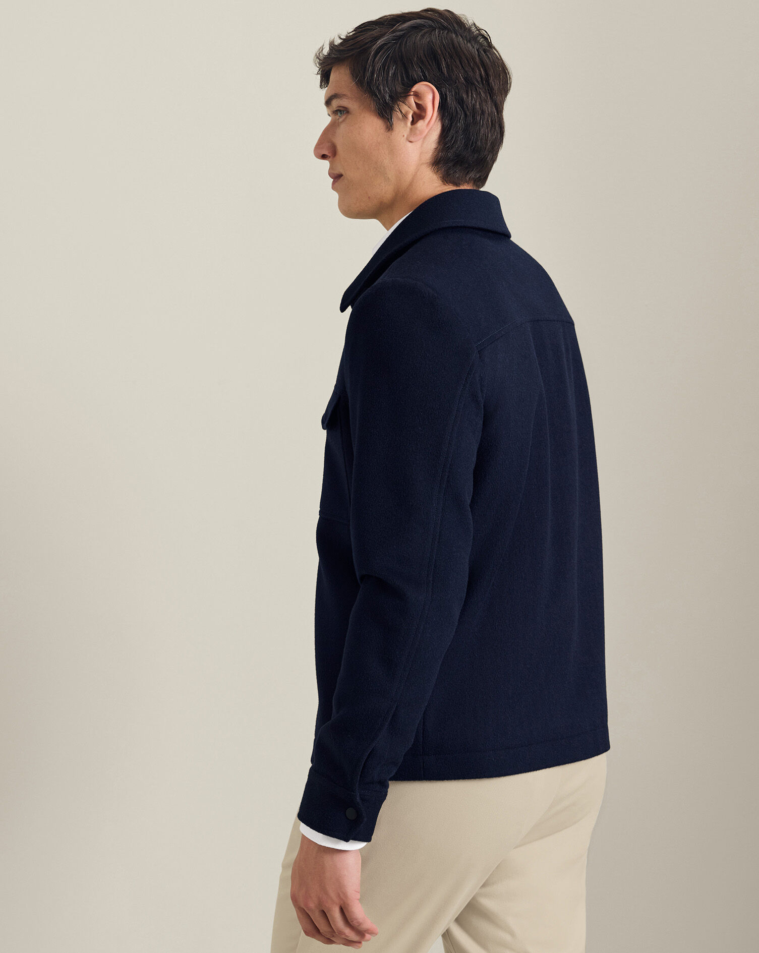 Wool Harrington Jacket - Navy | Charles Tyrwhitt US