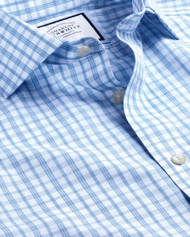 Cutaway Collar Non-Iron Graph Check Cutaway Shirt - Royal Blue
