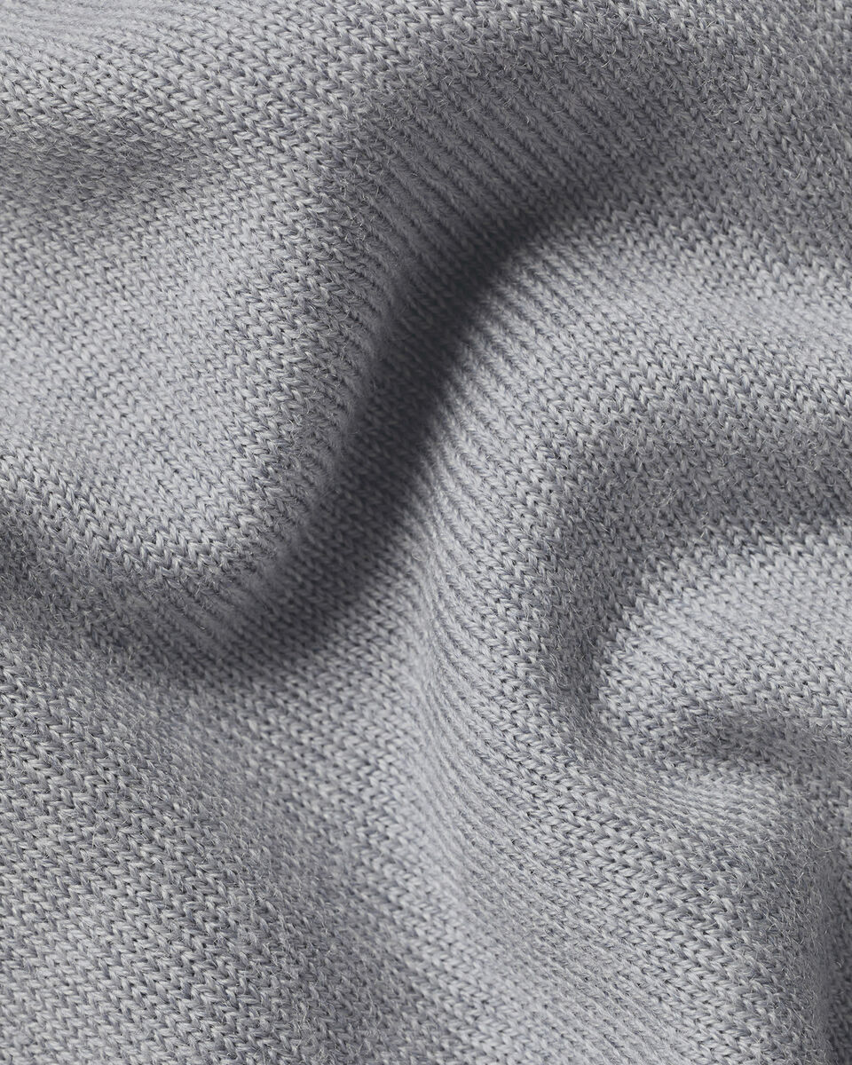 Pure Merino Quarter Zip Sweater - Light Gray