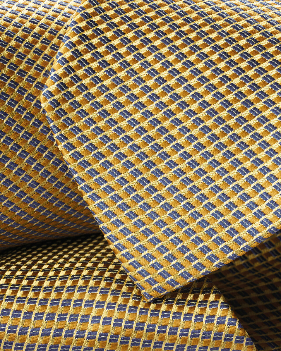 Silk Patterned Tie - Lemon & Blue