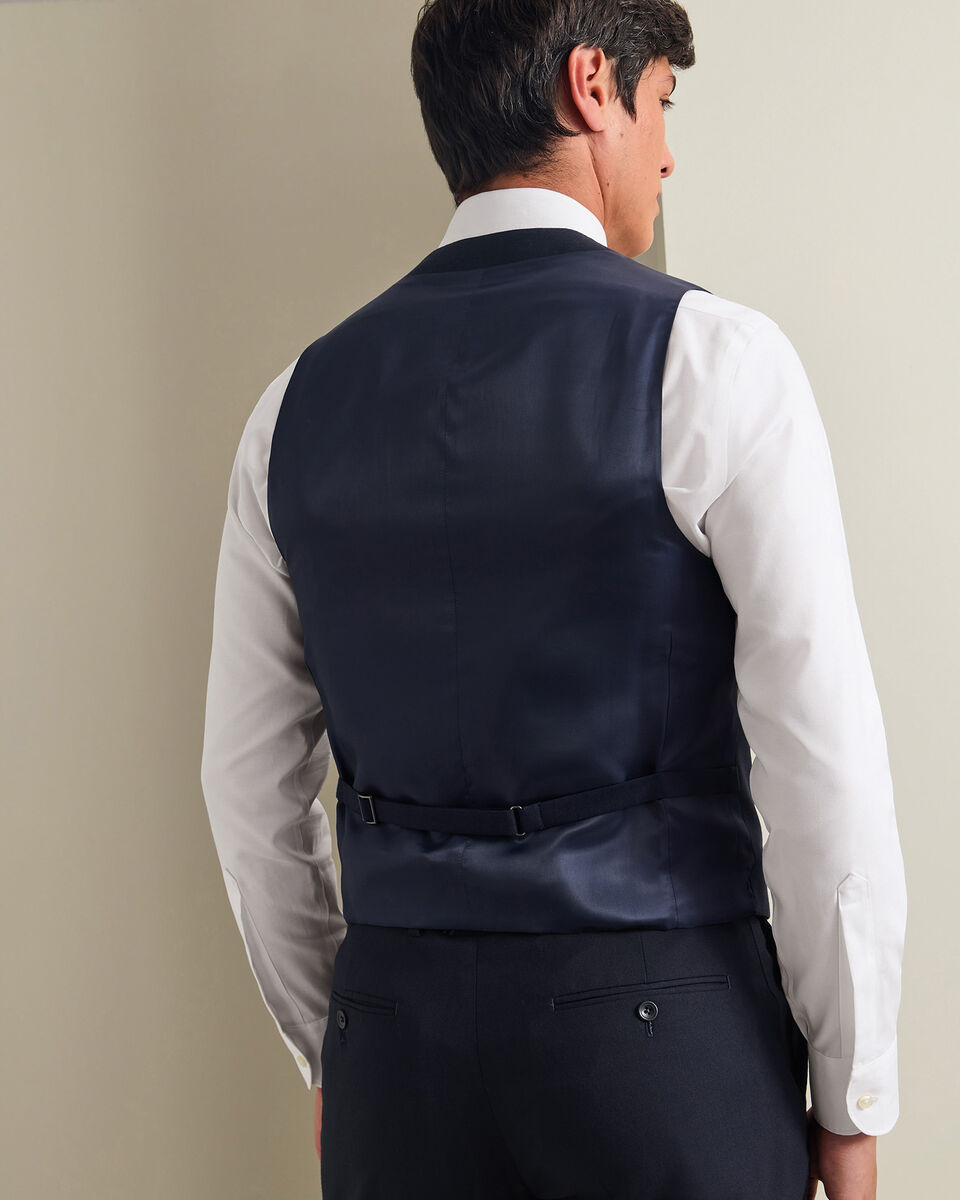 Chaleco De Twill El&aacute;stico Natural - Azul Marino