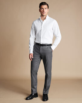 Smart Stretch Texture Trousers - Charcoal Grey