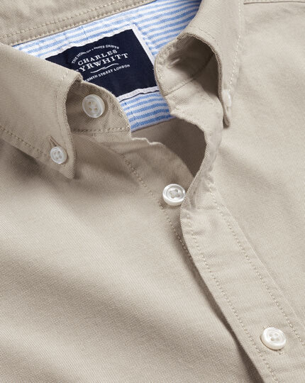 Button-Down Collar Washed Oxford Shirt - Stone