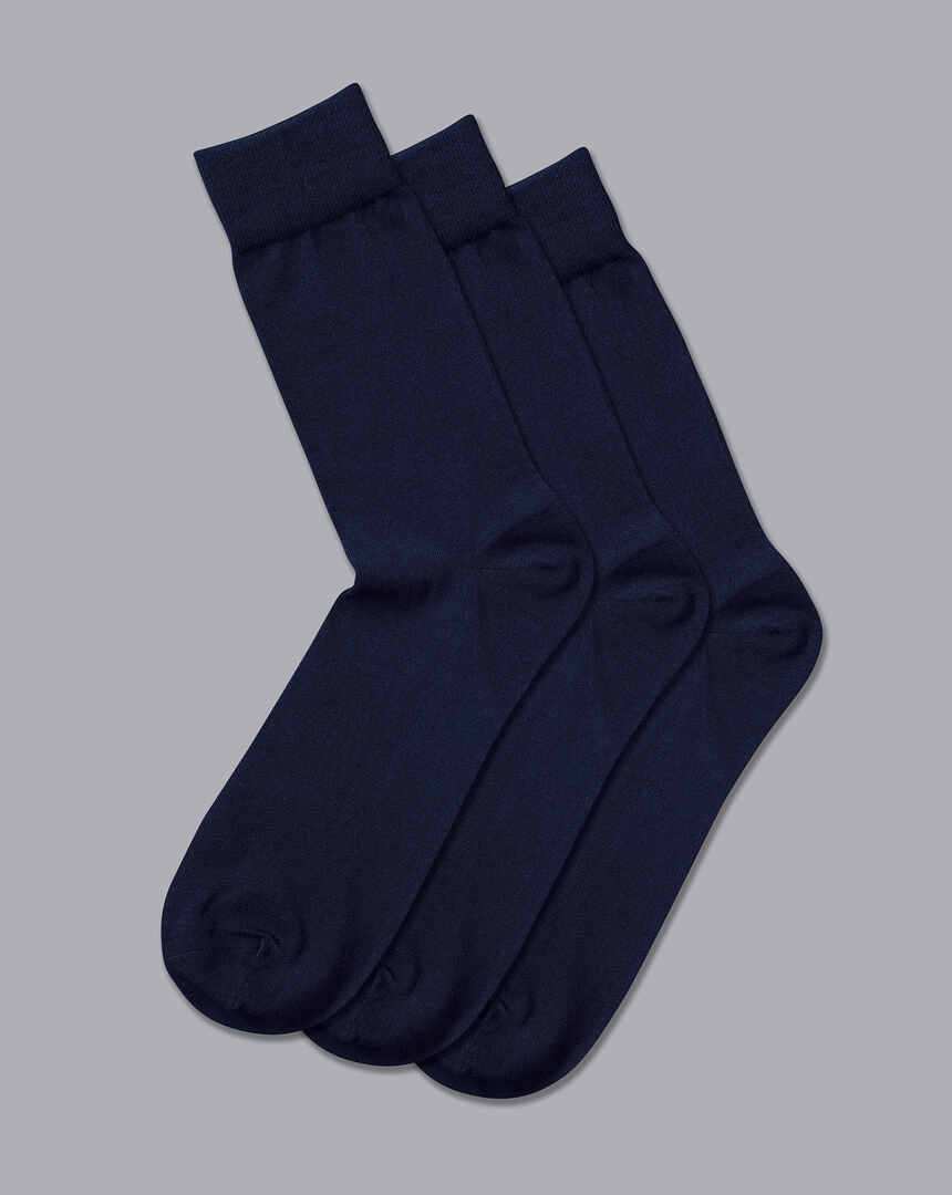 Cotton Rich 3 Pack Socks - Navy