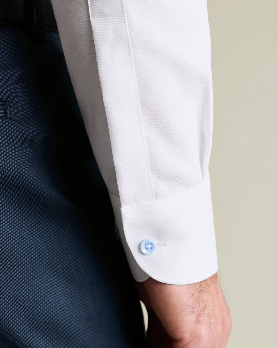 Non-Iron Stretch Printed Trim Shirt &ndash; White