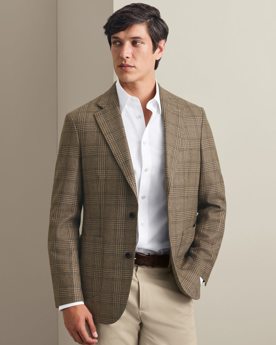 Veste de costume de luxe italienne Prince-de-galles - Camel