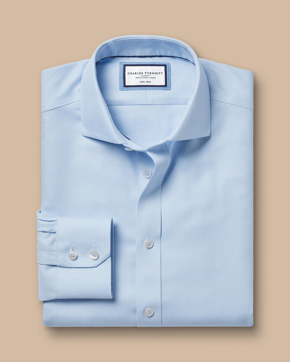 Cutaway Collar Non-Iron Mayfair Weave Shirt - Light Blue | Charles Tyrwhitt
