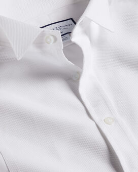 Chemise de soirée en piqué à col cassé et plastron  - Blanc