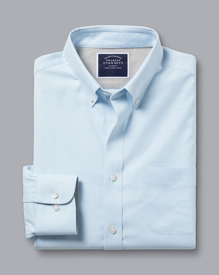 Button-Down Collar Non-Iron Stretch Oxford Shirt - Sky Blue