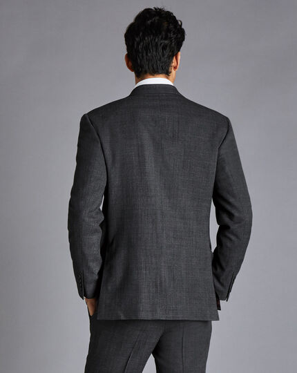 Textured Business Suit Jacket - Dark Grey