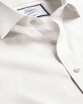 Spread Collar Non-Iron Twill Shirt - Ivory White