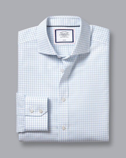 Cutaway Collar Non-Iron Regent Weave Check Shirt - Sky