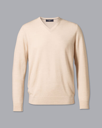 Merino V-Neck Sweater - Stone