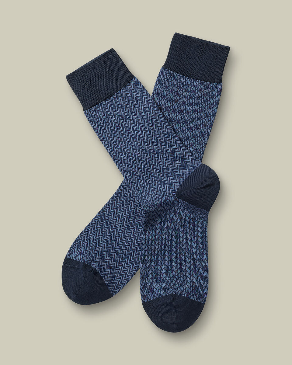 Chaussettes &agrave; motif chevrons - Bleu indigo