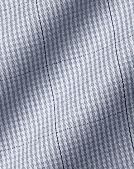 Bügelfreies Twill-Hemd mit Mini-Hahnentrittmuster - Stahlblau