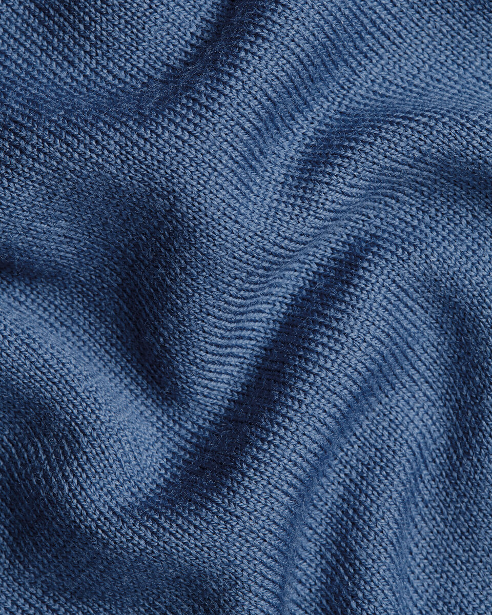 Pull &agrave; col zipp&eacute; en m&eacute;rinos - Bleu Acier